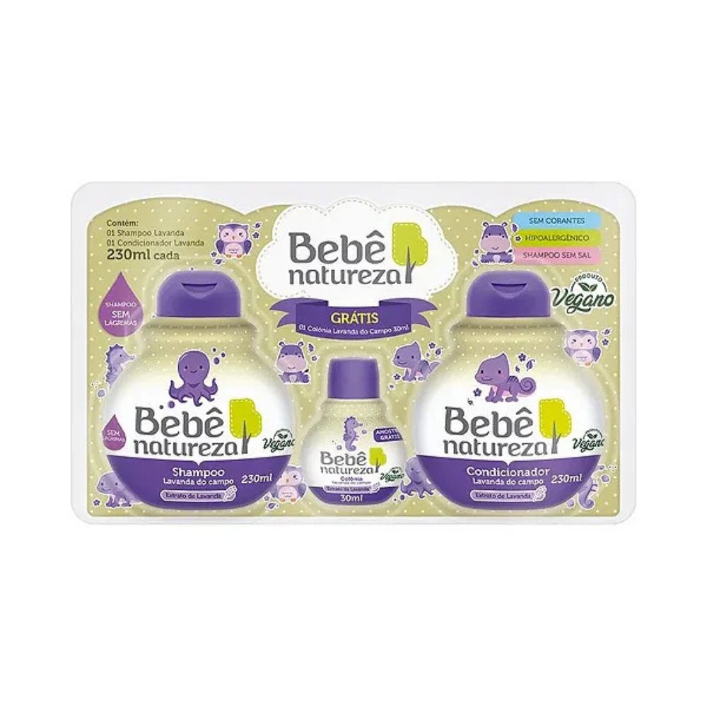 Bebê Natureza Kit Shampoo e Condicionador Lavanda do Campo + Colônia
