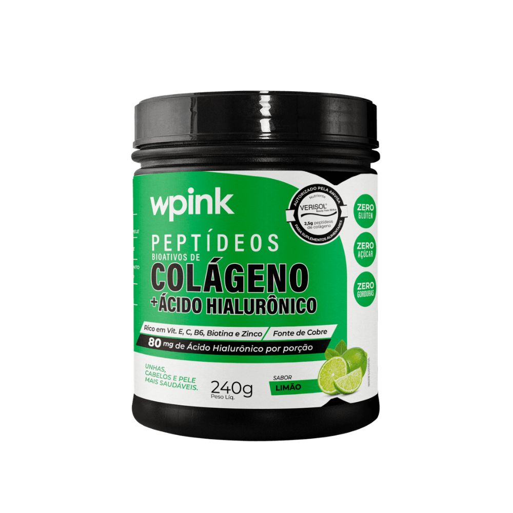 🍋 Wpink Peptídeos Bioativos de Colágeno + Ácido Hialurônico Limão
