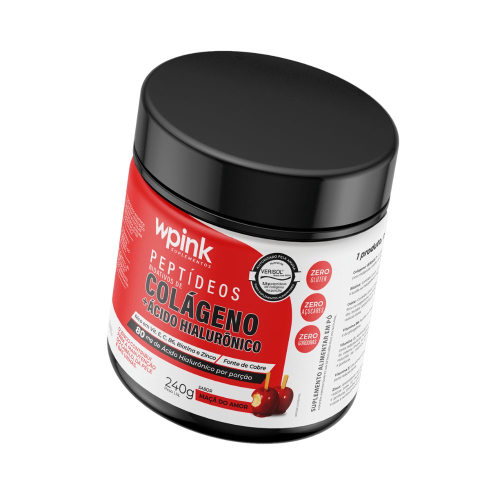 🍎 Wpink Peptídeos Bioativos de Colágeno + Ácido Hialurônico Maçã do Amor