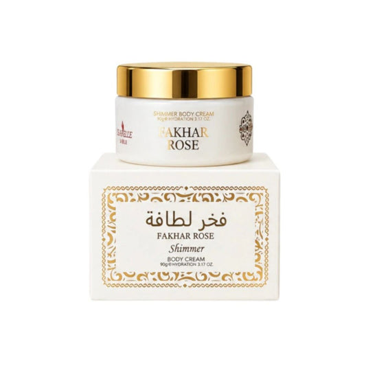 Fakhar Rose Shimmer Body Cream – Creme Corporal Iluminador 90g