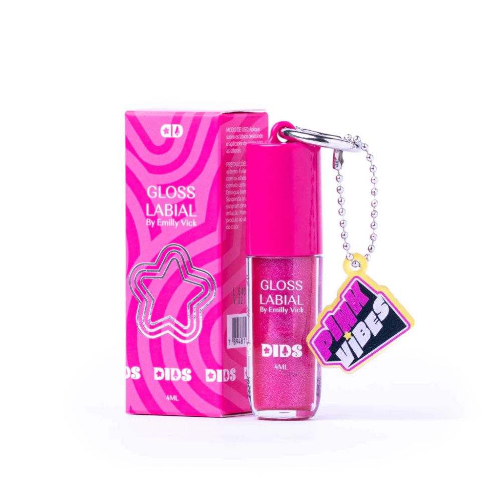 Gloss Labial By Emilly Vick Dids Glitter Rosa com Brilho