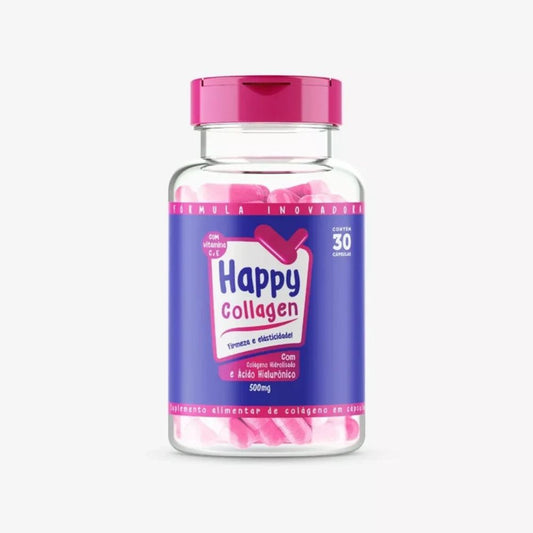 💜 Happy Collagen  Colágeno + Ácido Hialurônico 30 Cápsulas