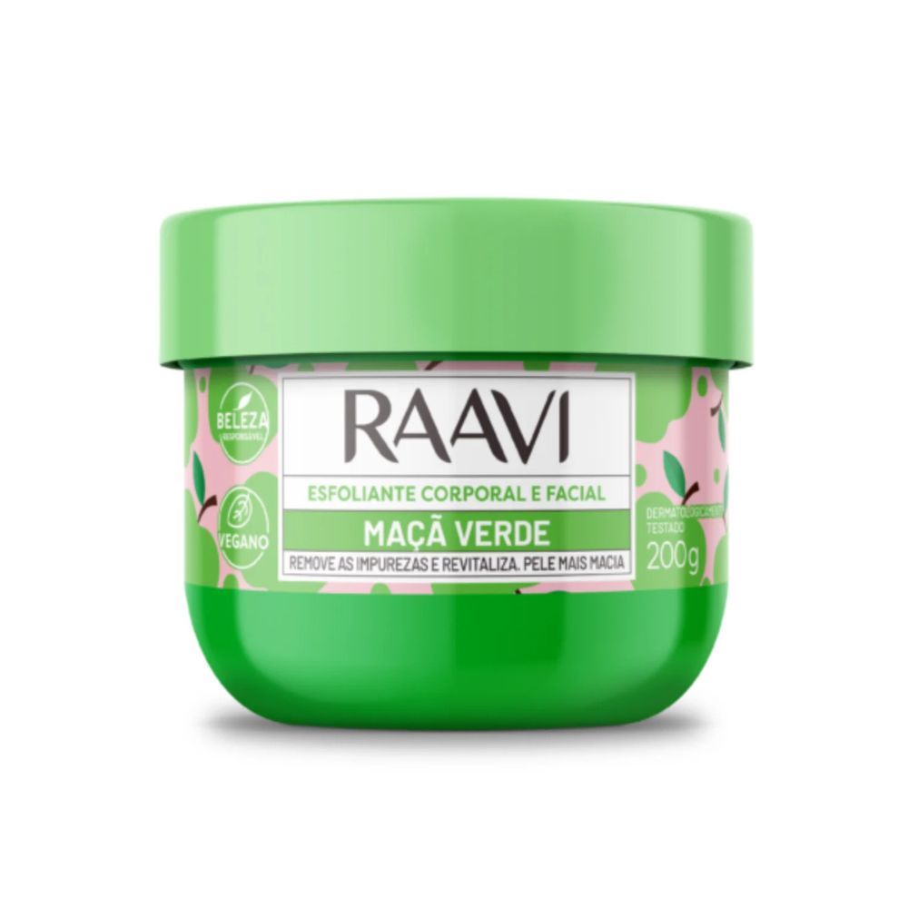 Raavi Esfoliante Corporal e Facial Maçã Verde 200g
