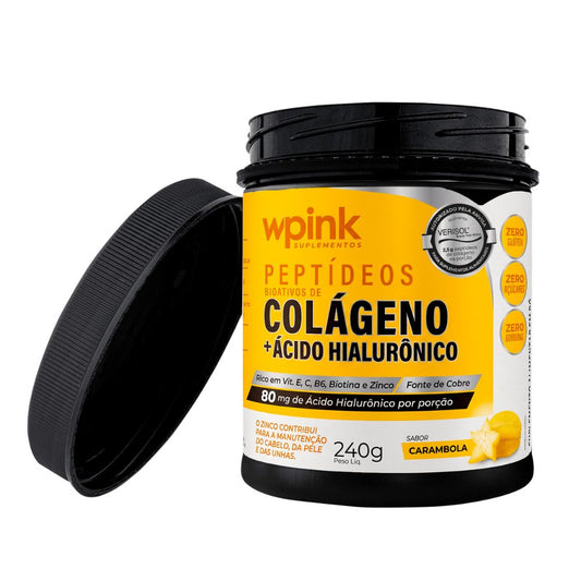 🍊 Wpink Peptídeos Bioativos de Colágeno + Ácido Hialurônico  Carambola