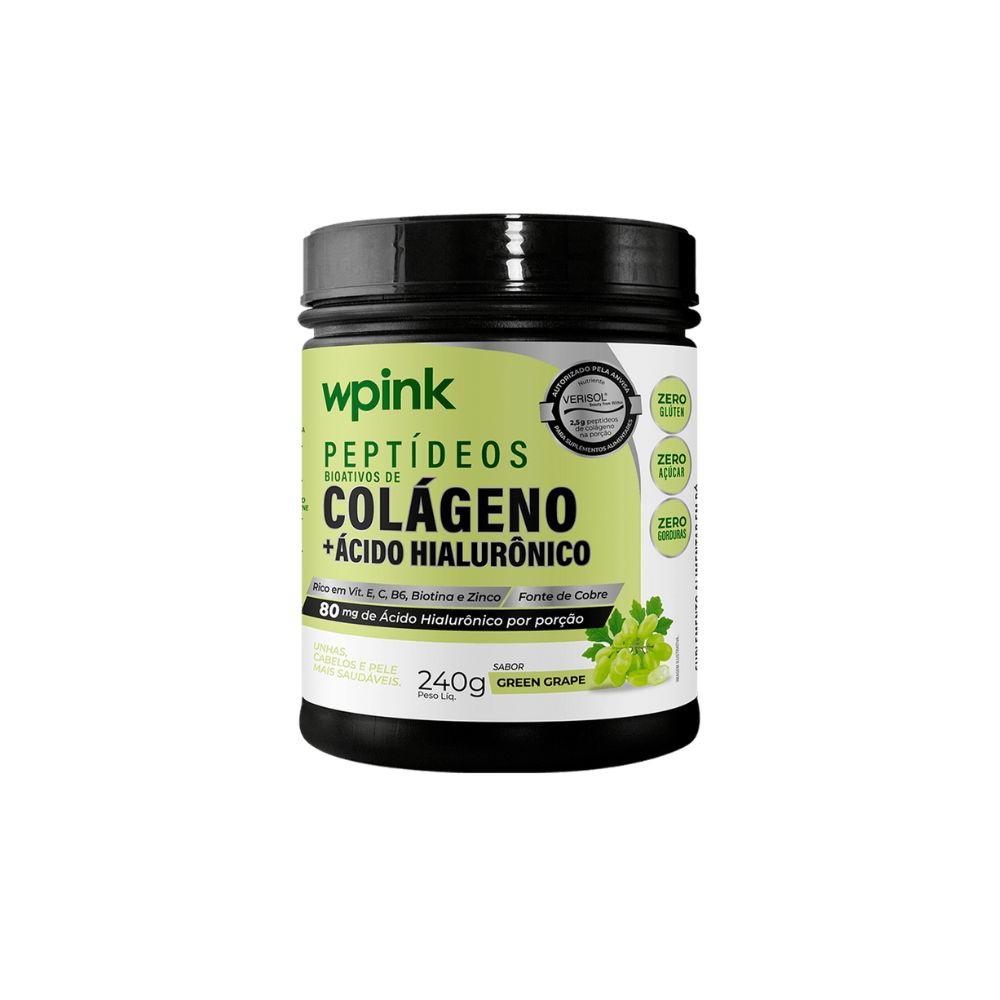 🍇 Wpink Peptídeos Bioativos de Colágeno + Ácido Hialurônico Green Grape