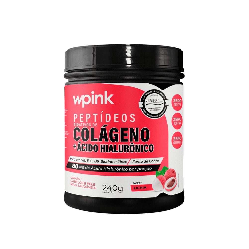 Wpink Peptídeos Bioativos de Colágeno + Ácido Hialurônico Lichia
