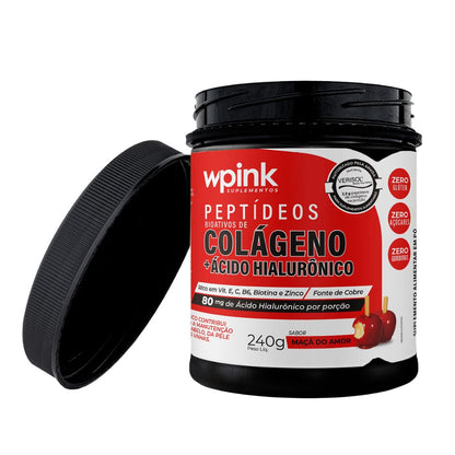 🍎 Wpink Peptídeos Bioativos de Colágeno + Ácido Hialurônico  Maçã do Amor